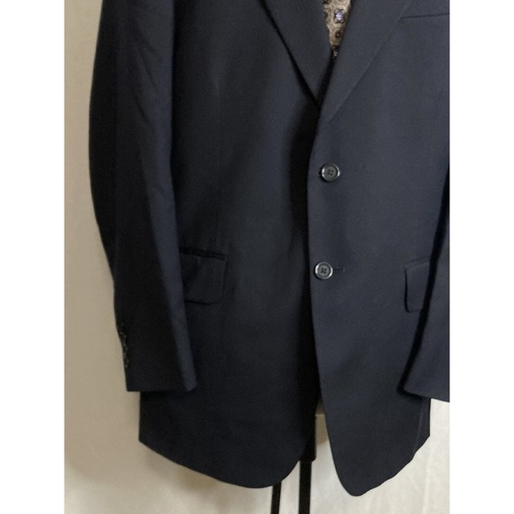 Mens Suit Jacket Blazer Sport Coat 40R 44" Navy Blue 2 Button Wool Stafford Mint - Picture 6 of 15